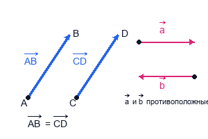 Равные и противоположные векторы